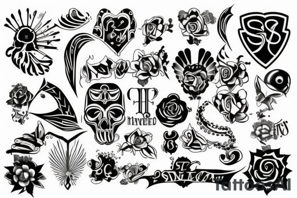 a mixed design of S,N and A tattoo idea