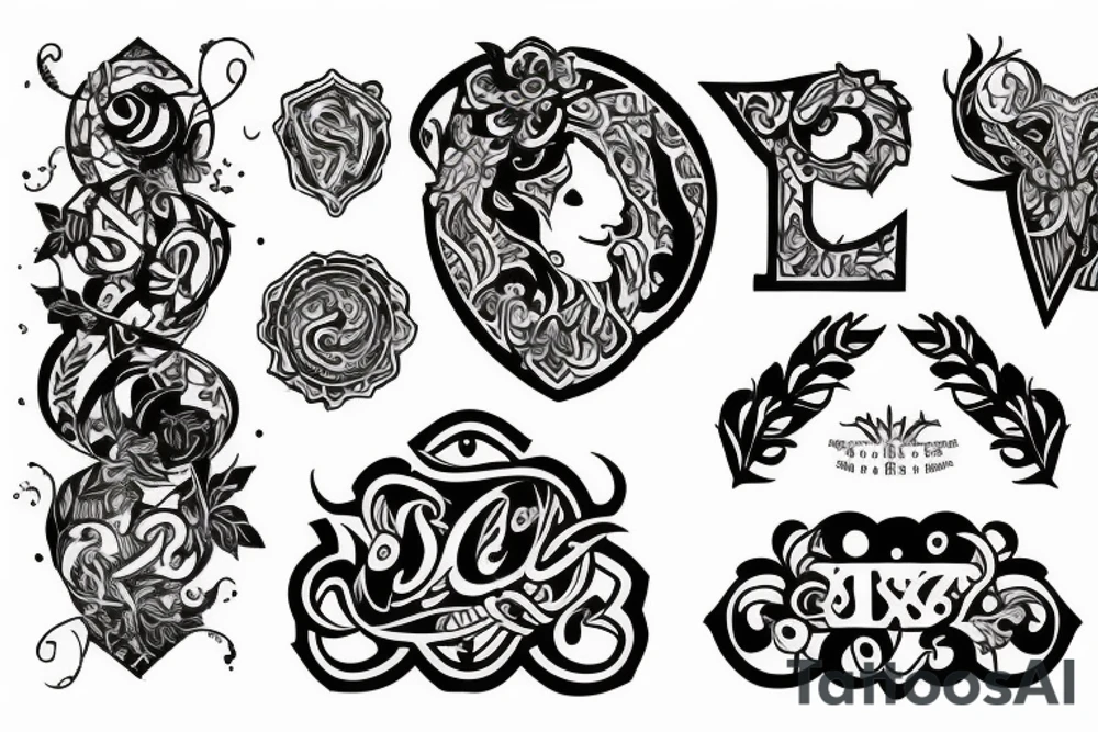a mixed design of S,N and A tattoo idea