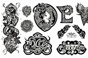 a mixed design of S,N and A tattoo idea