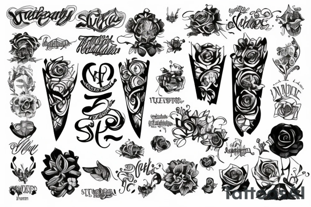 a mixed design of S,N and A tattoo idea