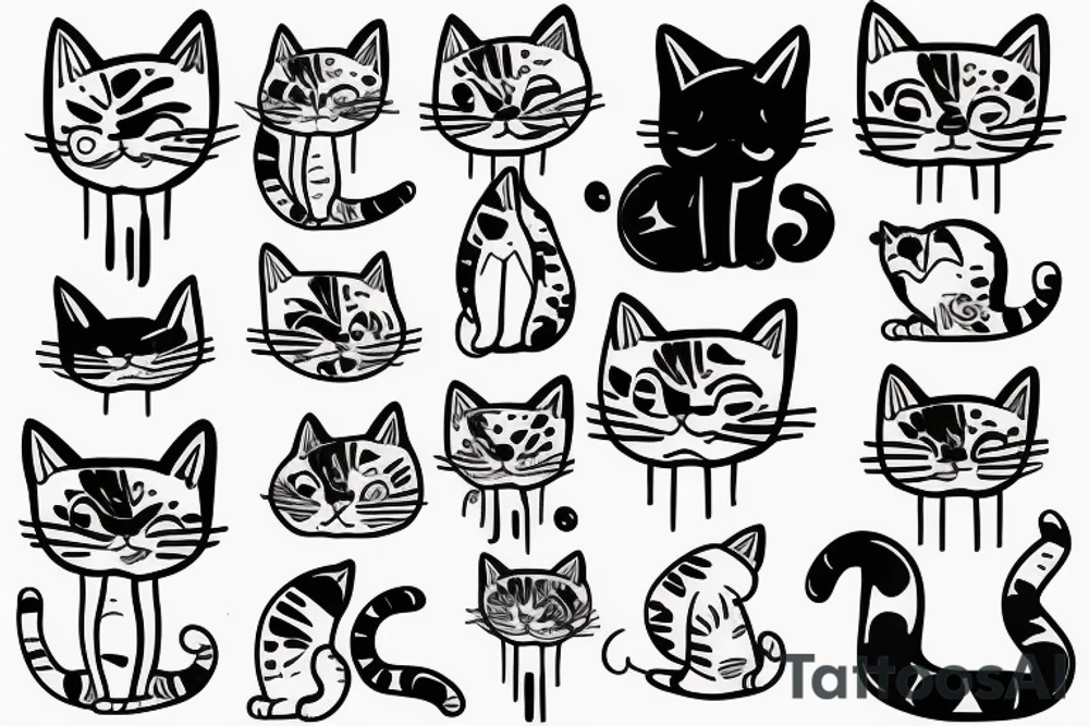 cute cat tattoo idea
