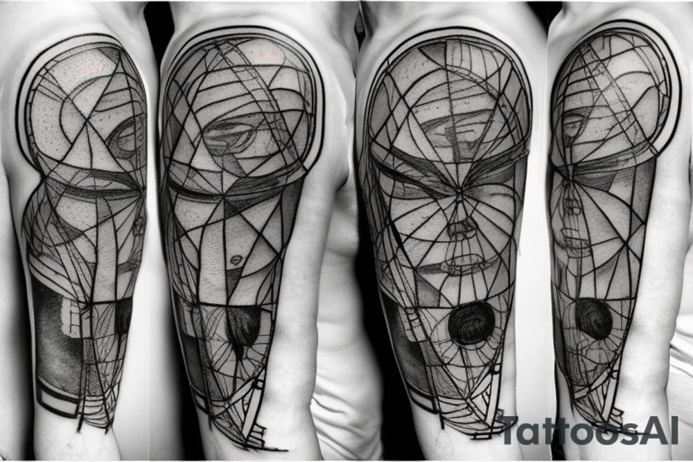 Vitruvian man cyberpunk tattoo idea