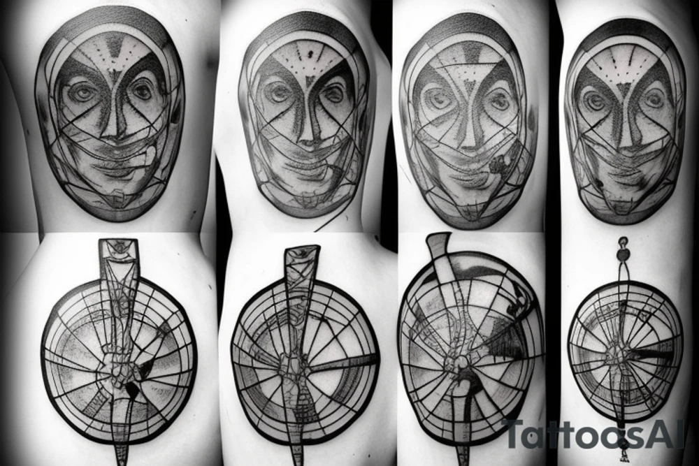 Vitruvian man cyberpunk tattoo idea