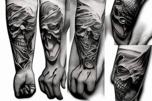 Showing fuck hand gesture to hand of god art tattoo idea