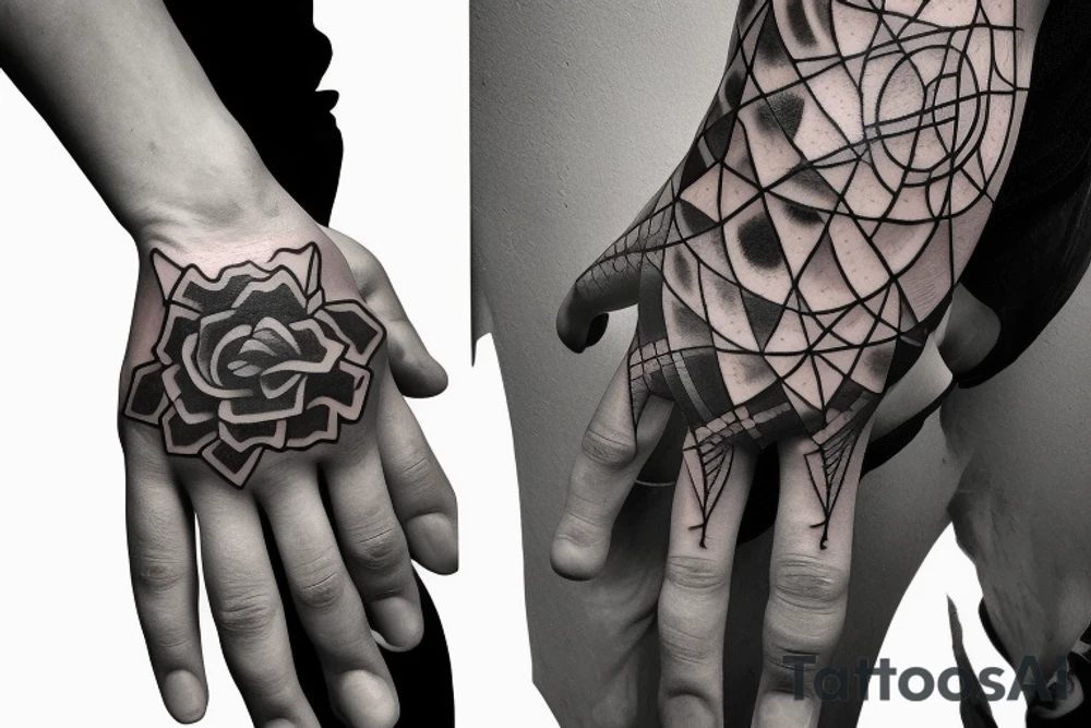 Showing fuck hand gesture to hand of god art tattoo idea