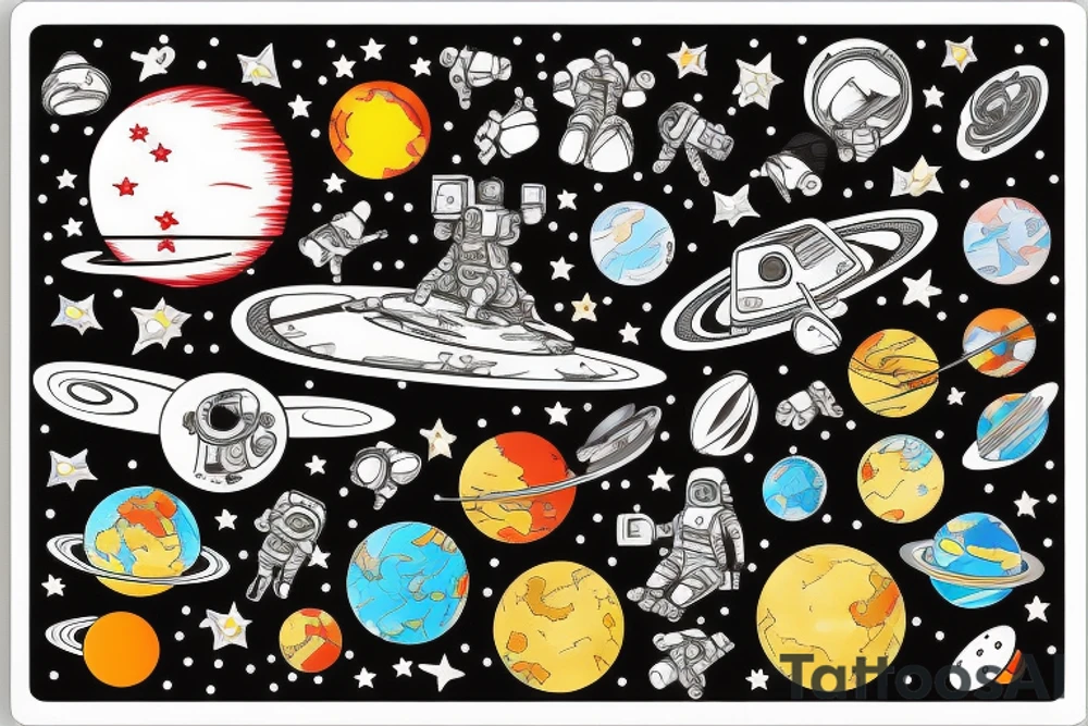 Astronaut sitting on top of a planet tattoo idea