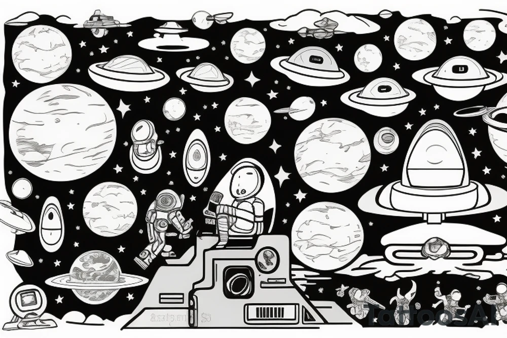 Astronaut sitting on top of a planet tattoo idea