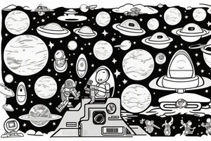 Astronaut sitting on top of a planet tattoo idea
