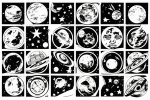 Astronaut sitting on top of a planet tattoo idea