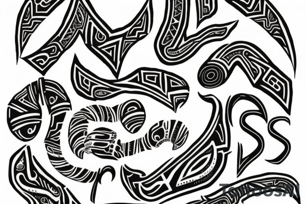 "Team Chumash" lettering with Native American inspired design tattoo idea