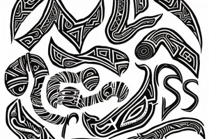 "Team Chumash" lettering with Native American inspired design tattoo idea