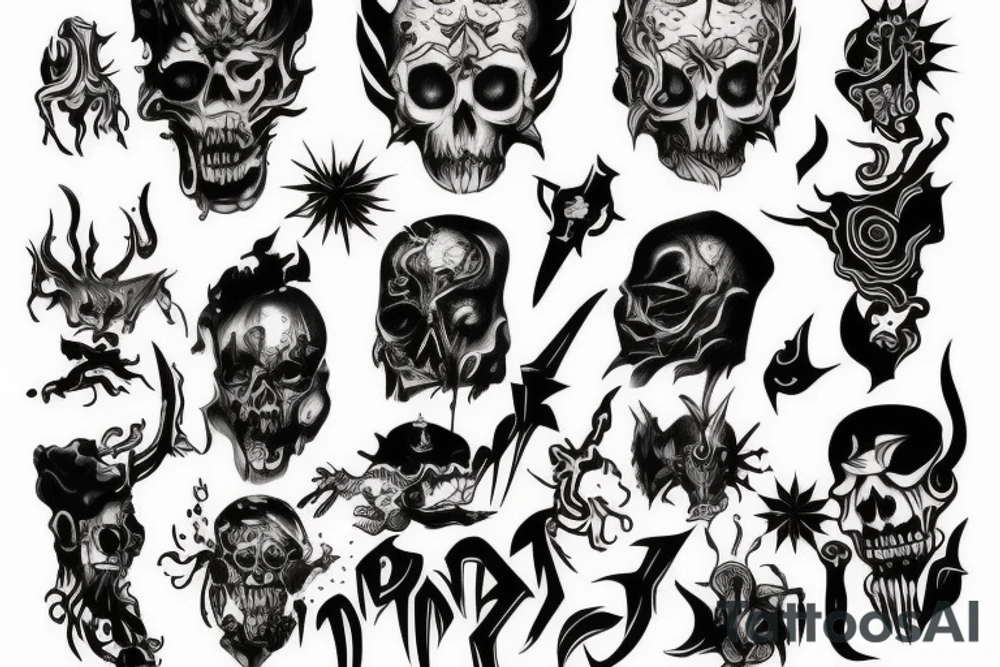 A small, dark and demonic depiction of a man tattoo idea
