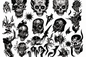 A small, dark and demonic depiction of a man tattoo idea
