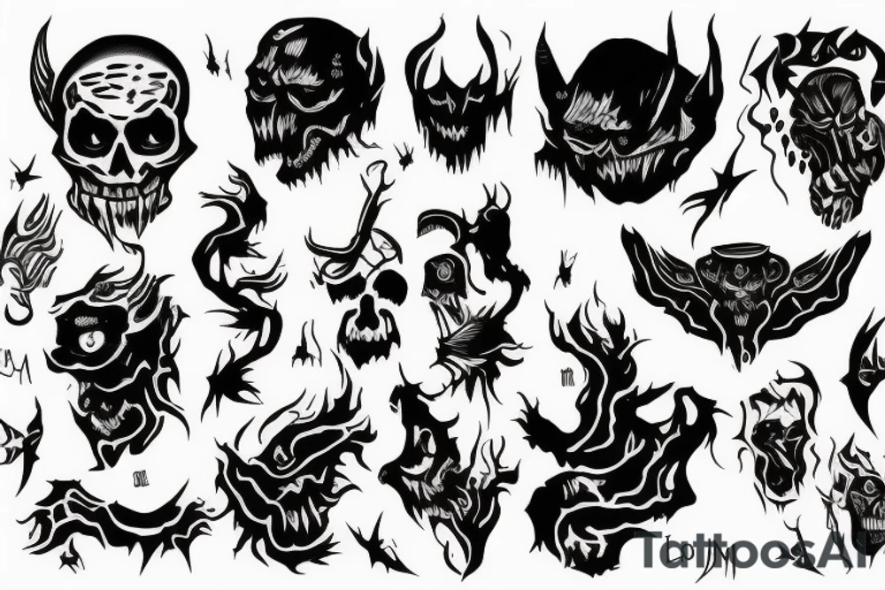 A small, dark and demonic depiction of a man tattoo idea