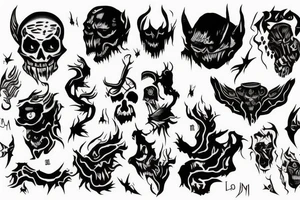 A small, dark and demonic depiction of a man tattoo idea