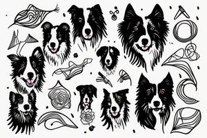 border collie's mentre gioca con un freesbe tattoo idea