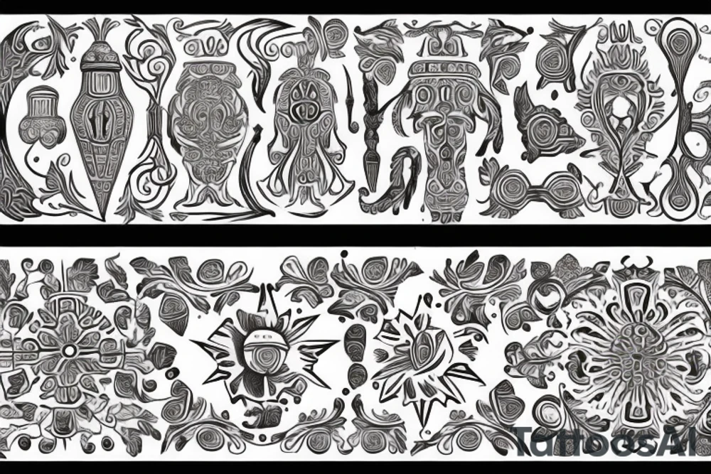 Slavic ornament on arm and shoulders tattoo idea