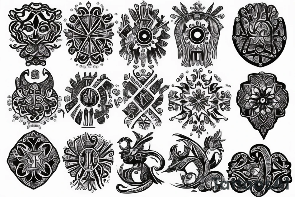 Slavic ornament on arm and shoulders tattoo idea