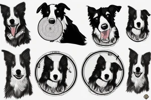 border collie mentre gioca con un frisbee tattoo idea