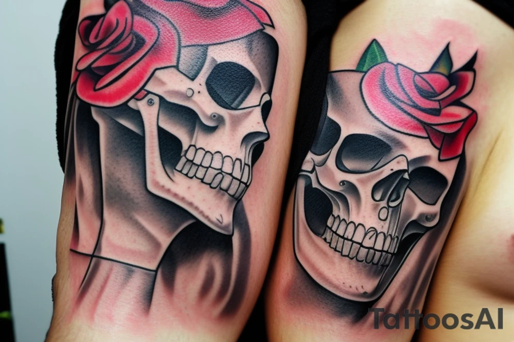Skull womenface mask tattoo idea