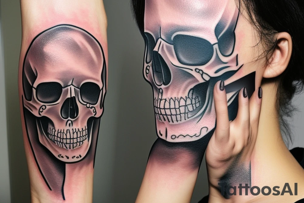 Skull womenface mask tattoo idea