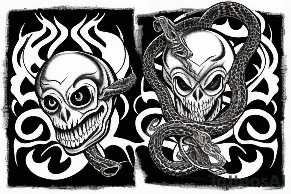 Snake skull Joker tattoo idea