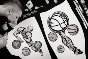 father and son playng basketball tattoo idea