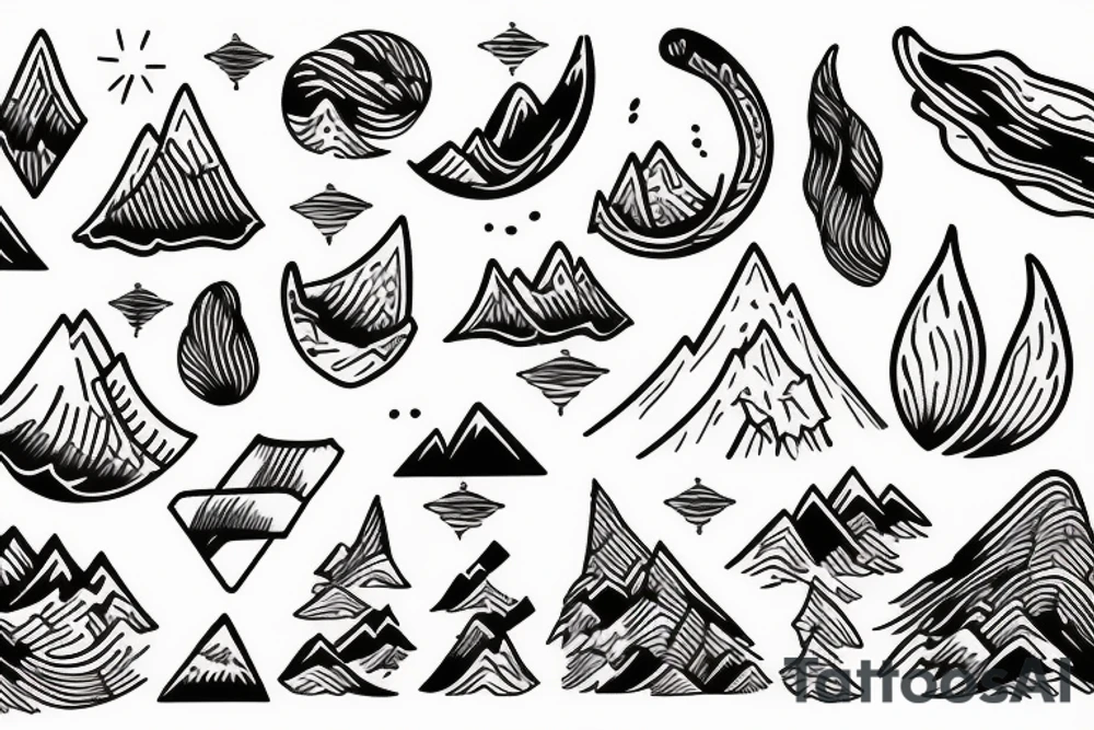 Mountains and sea waves tattoo idea