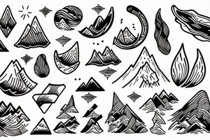 Mountains and sea waves tattoo idea