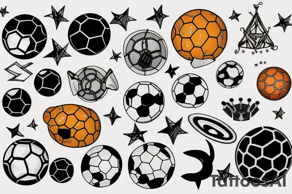 soccer, astronomy, stockholm style tattoo idea