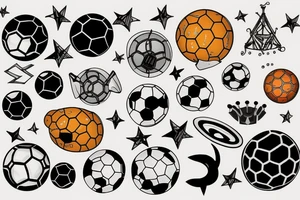 soccer, astronomy, stockholm style tattoo idea