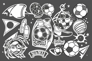 soccer, astronomy, stockholm style tattoo idea