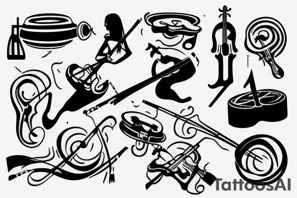 saturn, violin, karate tattoo idea