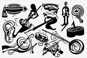saturn, violin, karate tattoo idea