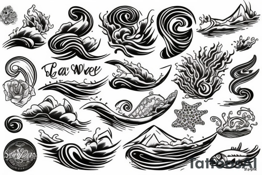 Sea waves tattoo idea