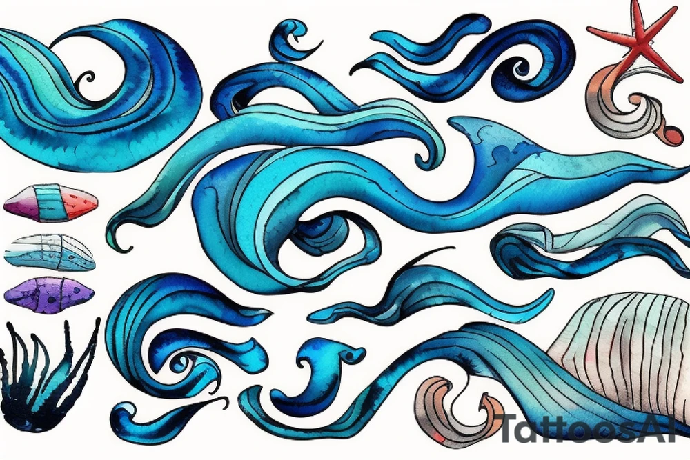 Sea waves tattoo idea