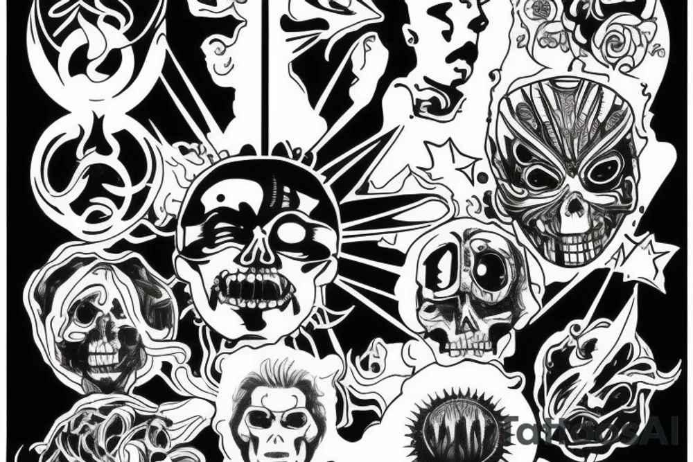 The pagan sun, whose one half is burned like in the Terminator movie and an iron body is visible tattoo idea