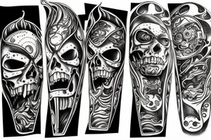 The pagan sun, whose one half is burned like in the Terminator movie and an iron body is visible tattoo idea