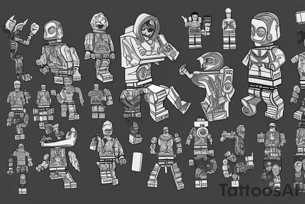 The hacker who's typing on a phone and there's a Lego Kali next to him. tattoo idea