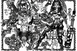 The hacker who's typing on a phone and there's a Lego Kali next to him. tattoo idea