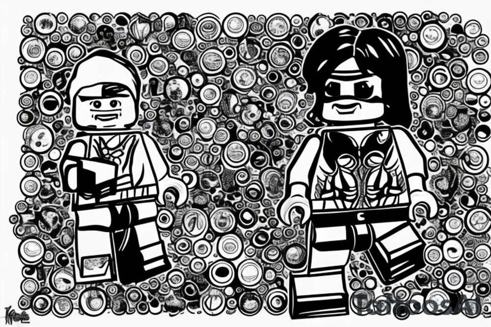 The hacker who's typing on a phone and there's a Lego Kali next to him. tattoo idea