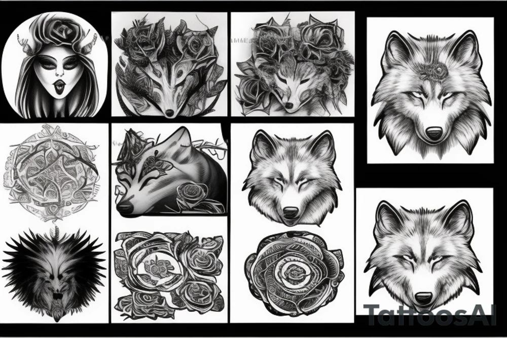 white wolf woman tattoo idea