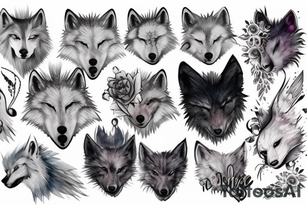 white wolf woman tattoo idea