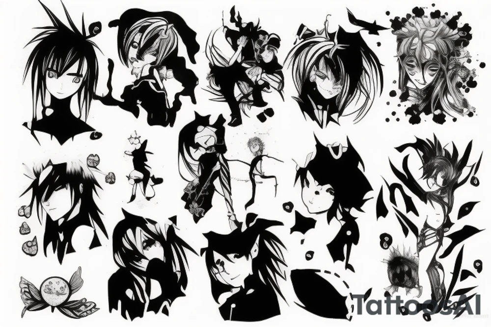 Anime in a dark style tattoo idea
