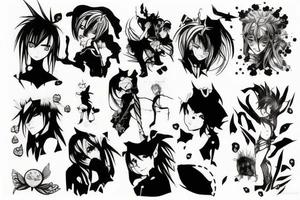 Anime in a dark style tattoo idea