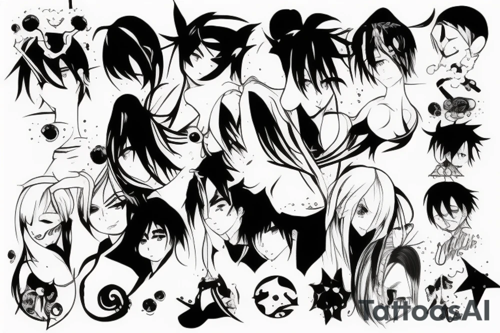 Anime in a dark style tattoo idea