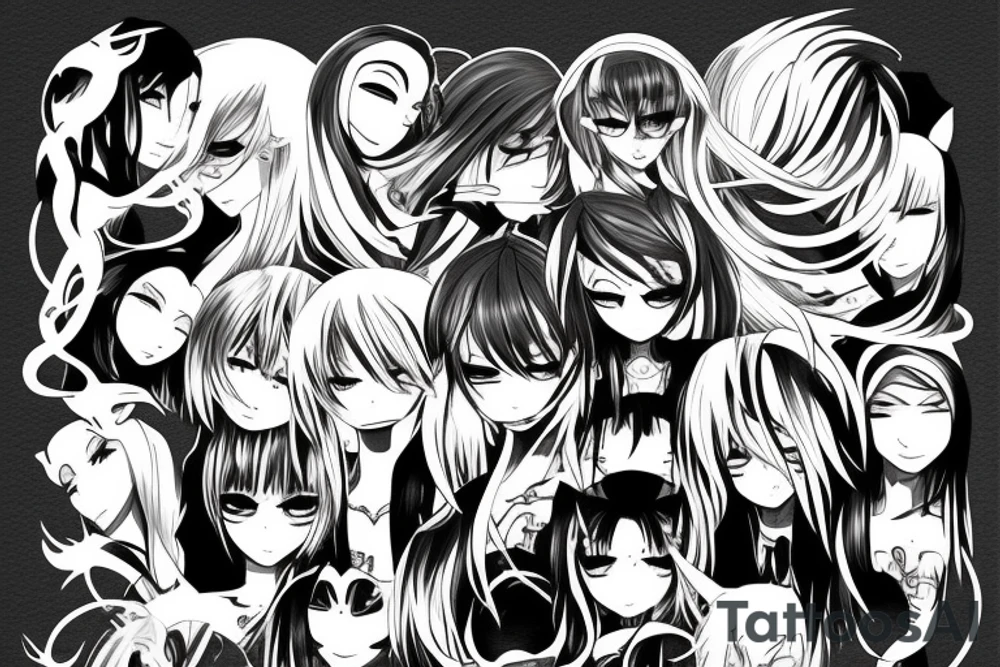 Anime in a dark style tattoo idea