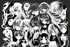 Anime in a dark style tattoo idea