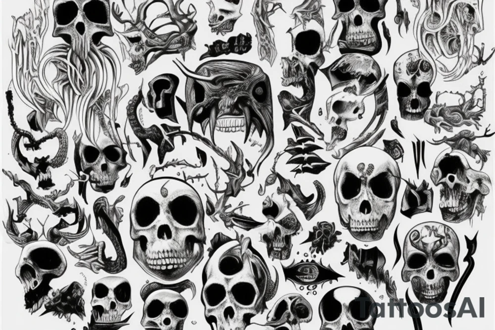 Detailed demons are grim tattoo idea