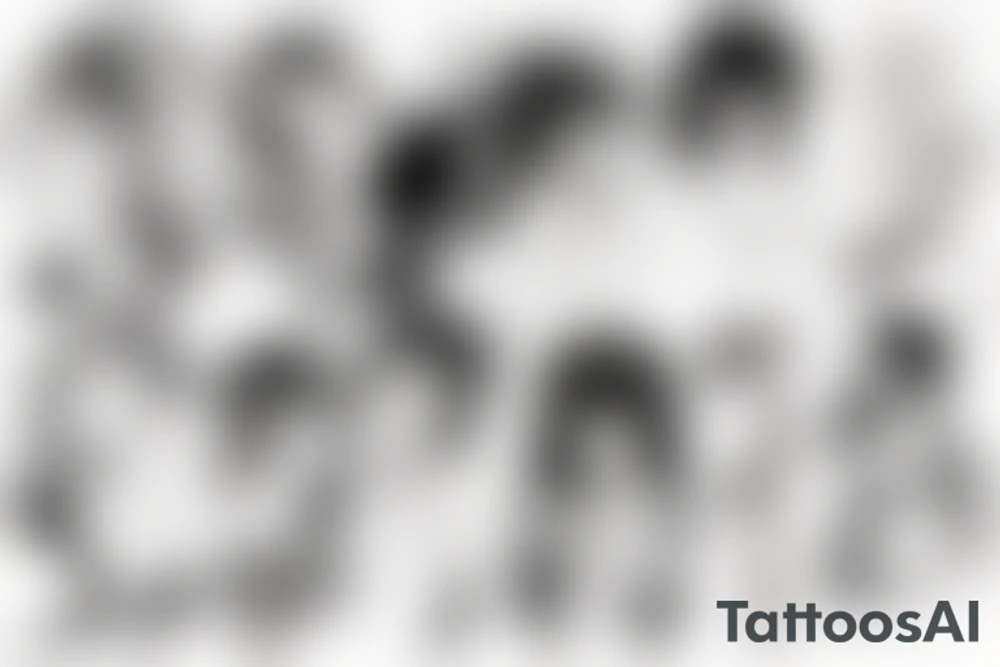 Smooth lines turning into anime tattoo idea